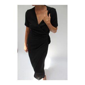 NWT Black Waffled Cotton Wrap Dress Na Nin Size S